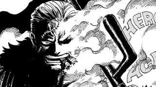 Eiichiro Oda's drawing of Smoker from One Piece, a tribute to My Hero Academia creator Kōhei Horikoshi.